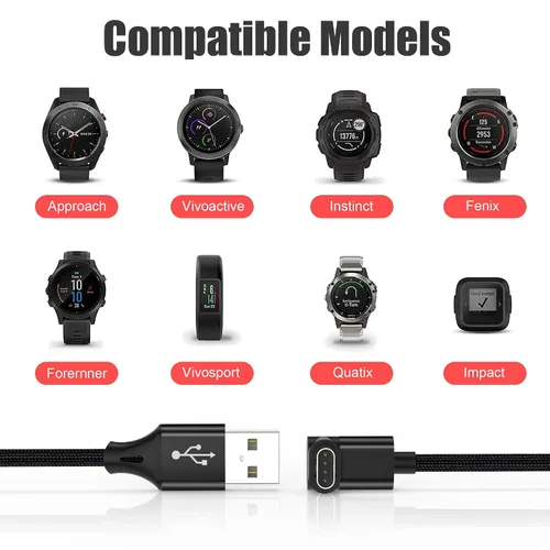 Vista 5 de AGVEE Cargador de 1.5 pies para reloj Garmin, cable de carga en forma de L