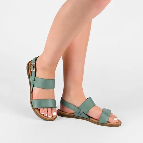 Vista 6 de Journee Collection Sandalias planas LaVine con múltiples correas para mujer, Blanco