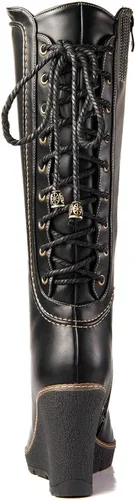 Vista 3 de ANN CREEK Botas de cuña de encaje a media pantorrilla 'Camux' Stitches color negro, Negro