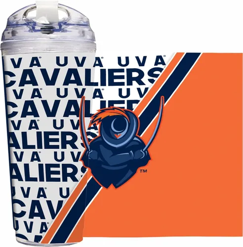 Vista 40 de Rico Industries Taza acrílica NCAA estándar de 24 onzas con tapa con bisagra, taza de doble pared oficialmente licenciada con pajita