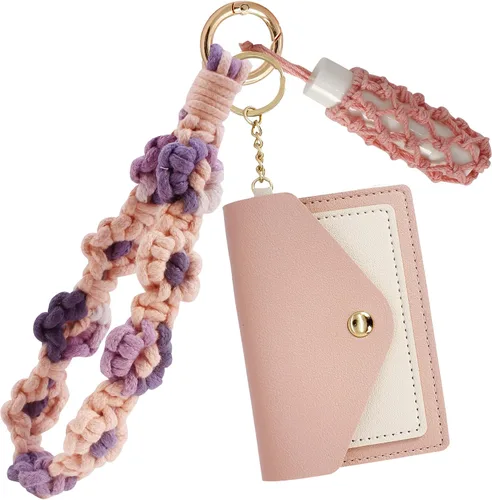 Vista 89 de BIHRTC Llavero de pulsera boho con soporte para lápiz labial, pulsera hecha a mano