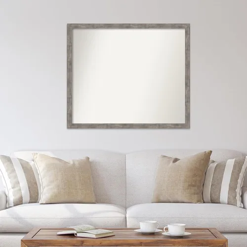 Vista 594 de Amanti Art Silver Bathroom Mirror for Over Sink, 26x35 Custom Made Marred Pewter Rectangle Vanity Mirror, Large Casual Wood Frame, Hangs Horizonally