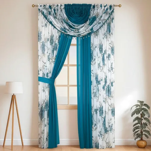 Vista 9 de YHSF Cortinas Transparentes Colección Laura – Juego de 4 paneles, 84 pulgadas de largo – Cortinas elegantes para dormitorio y más – Cenefas
