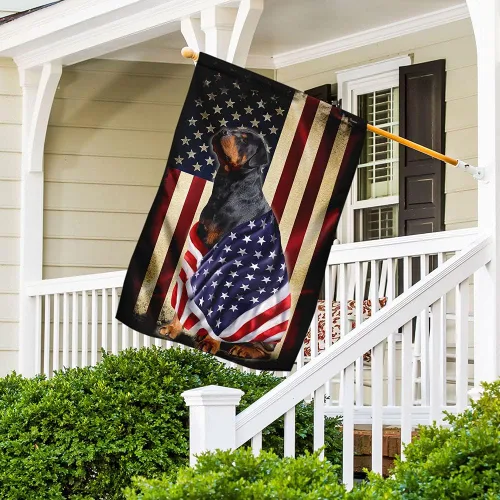 Vista 5 de FLAGWIX Bandera estadounidense Rottweiler Bandera patriota estadounidense v5, bandera de casa (29.5 x 39.5 pulgadas), banderas de Estados Unidos