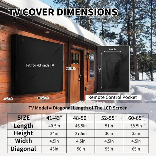 Vista 2 de Funda para TV al aire libre para invierno de 41-43 pulgadas - Forro resistente a los arañazos de fieltro, protector de pantalla de TV Oxford 600D