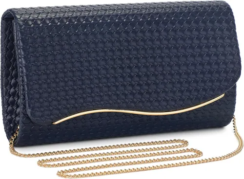 Vista 8 de UBORSE Bolsos de mano de noche para mujer, bolso de noche formal tejido, de cuero vegano, bolso cruzado de hombro, bolsa tipo sobre
