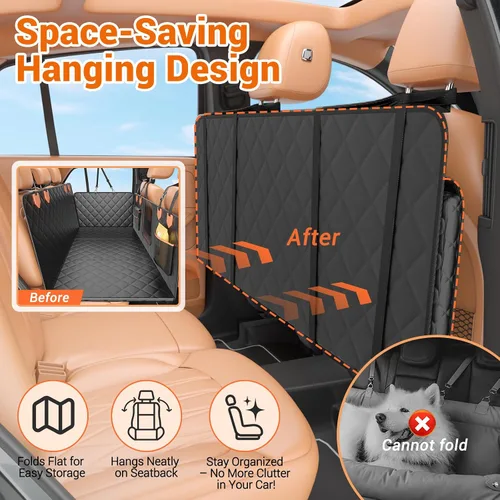 Vista 3 de IJVAE Funda de asiento para perro para asiento trasero, extensor de asiento trasero duro con capacidad para 500 libras, hamaca impermeable y Negro