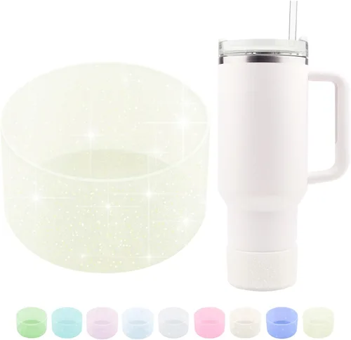 Vista 10 de Funda protectora de silicona con purpurina WORBSS para taza Stanley Cup H2.0 de 20, 30, 40 onzas y botella Hydro Flask de 18-24 onzas con cubierta