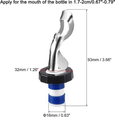 Vista 2 de uxcell Tapones de vino, 4 tapones manuales de expansión de 0.630 in/0.63 pulgadas, tapón de silicona para botella de vino, tapón de sellado