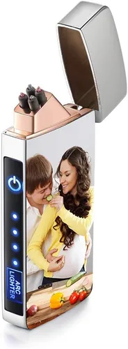 Vista 8 de Encendedor de arco eléctrico personalizado para hombres, recargable por USB personalizado con imagen, nombre grabado/fecha/mensaje para padre