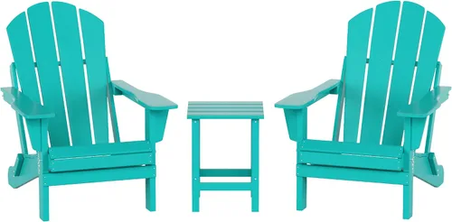 Vista 19 de WO Home Furniture - Juego de 3 sillas plegables para exteriores, mesa auxiliar, resistente a la intemperie y a los rayos UV, para césped, jardín