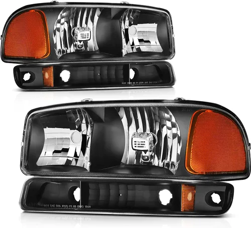 Vista 17 de Conjunto de faros delanteros para Chevy Avalanche 1500 2003-2006 para Avalanche 2500 03-06 para 1500 Classic 2007 carcasa negra reflector ámbar