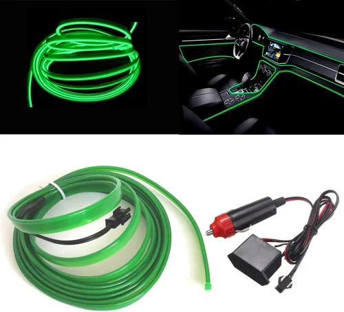 Vista 22 de MaxLax Tira de Iluminación LED de Neón Azul para Interior de Auto - 9.84 Pies de Cable EL de 12V Flexible con Protección de Fusible Integrada