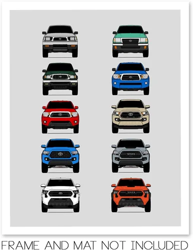 Vista 2 de Custom Car Posters Póster hecho a mano compatible con Toyota Tacoma Generations e impresión de Toyota Tacoma TRD Pro SR5 – Multi, impresión satinada