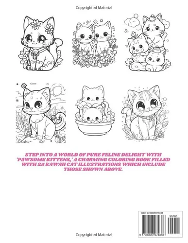 Vista 2 de Pawsome Kittens A Kawaii Cat Coloring Book