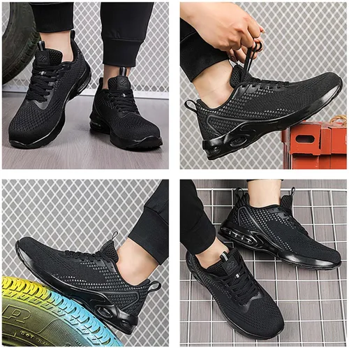 Vista 6 de NIFOFISE Zapatos de punta de acero para mujeres y hombres, zapatos de trabajo de seguridad, zapatillas de deporte con punta compuesta antideslizantes