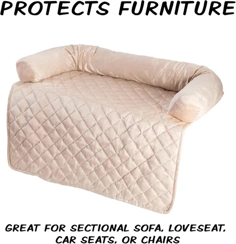 Vista 2 de Funda para sofá para perros - Protector de muebles para mascotas de 35x35 con refuerzo de espuma de memoria en el cuello, tela acolchada y capa base