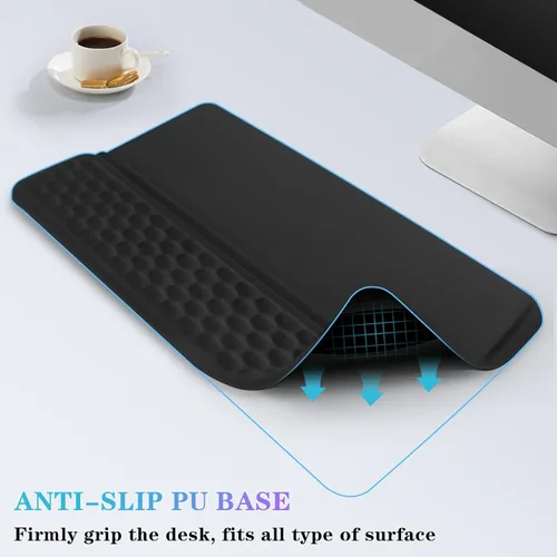 Vista 5 de Soporte para teclado de computadora con reposamuñecas, soporte ergonómico inclinado para teclado - Elevador de teclado con almohadilla para muñeca