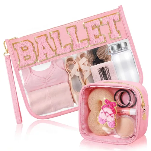 Vista 8 de Hillban Juego de 2 bolsas de bebé de chenilla, bolsas de letras de chenilla, bolsa de maquillaje, bolsa de viaje para bebé, impermeable, portátil
