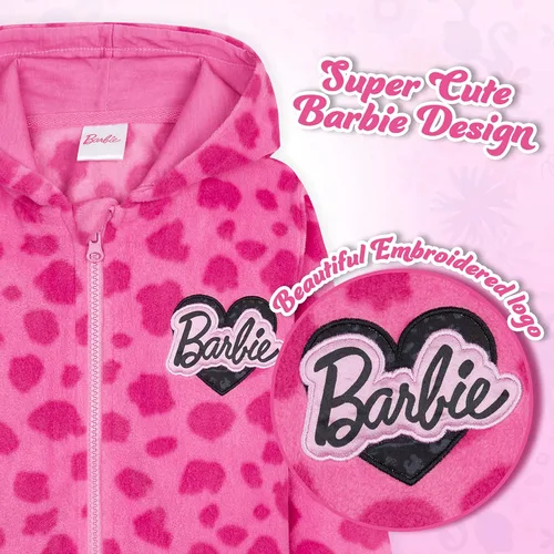 Vista 3 de Barbie Chaqueta para niñas Chaquetas de forro polar con capucha rosa para niñas