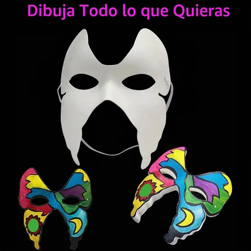 Vista 2 de Qavctw DIY White Masks Paper Cosplay Christmas Party Mask Unpainted Plain Craft Masquerade Masks