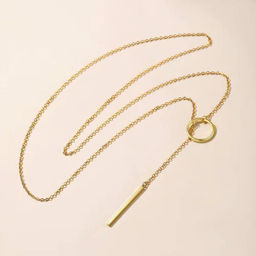 Vista 3 de GOLDCHIC JEWELRY Delicado collar en Y para mujer, gargantilla en capas doradas, collar de lariat largo con lazo en Y, cerradura, pelar, estrella