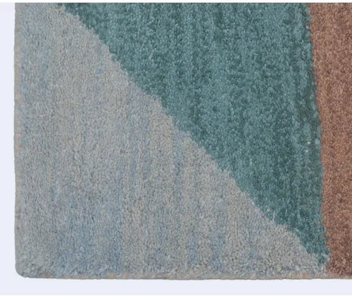 Vista 5 de Rugsotic Carpets Alfombras de lana copetuda a mano ecológicas – 2 pies 6 x 6 pies, forma de pasillo, multicolor, diseño geométrico moderno