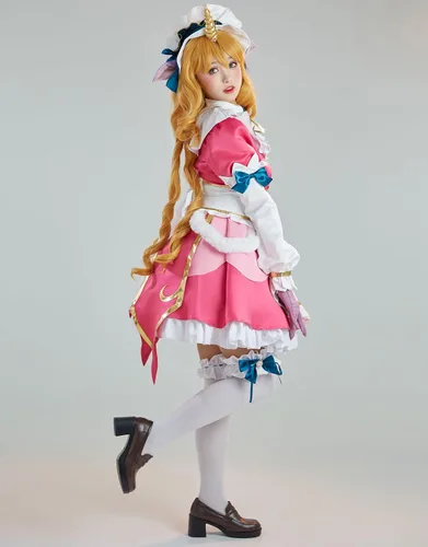 Vista 2 de Miccostumes Vestido de sirvienta verde para mujer, disfraz de cosplay
