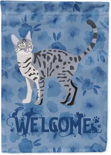 Vista 351 de Caroline's Treasures CK4813CHF - Bandera de bienvenida con gato abisinio azul, manga grande, para porche, para colgar en la pared, poliéster