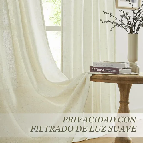 Vista 4 de MASWOND - Cortinas plisadas de lino para dormitorio, 38 pulgadas de ancho x 84 pulgadas de largo, 2 paneles