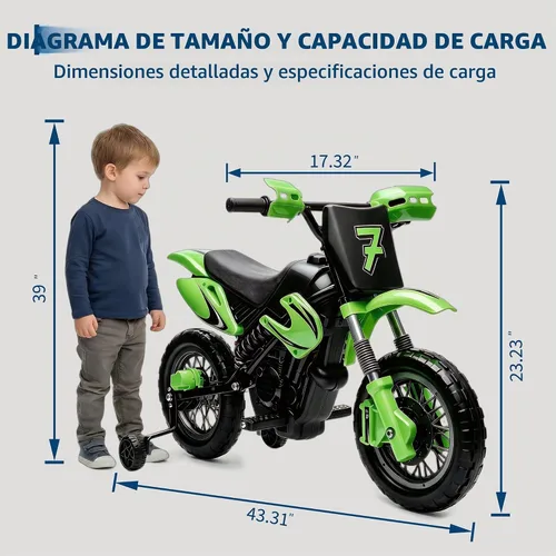 Vista 2 de Bicicleta eléctrica de la suciedad de los niños,Motocicleta de batería de Verde