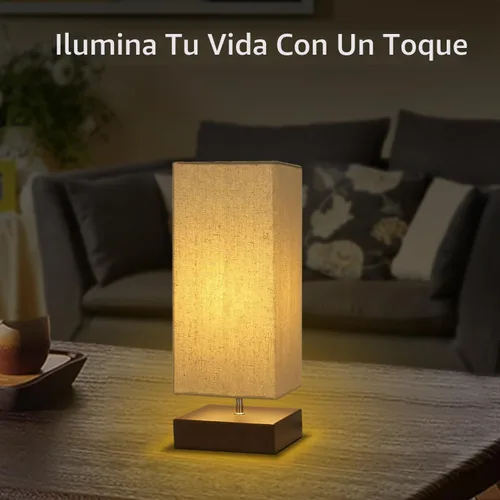 Vista 3 de Lámpara de Mesa con Control Táctil de Cabecera Regulable de 3 Vías Lámpara de Escritorio Táctil Lámpara Moderna de Mesa de Noche con Pantalla