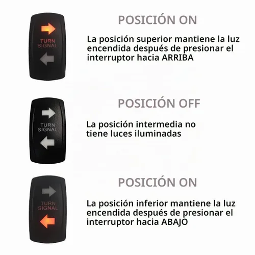 Vista 3 de Interruptor basculante de señal de giro LED ámbar de 7 pines ON-OFF-ON DPDT con cables de puente para motocicleta UTV ATV SXS carrito de golf