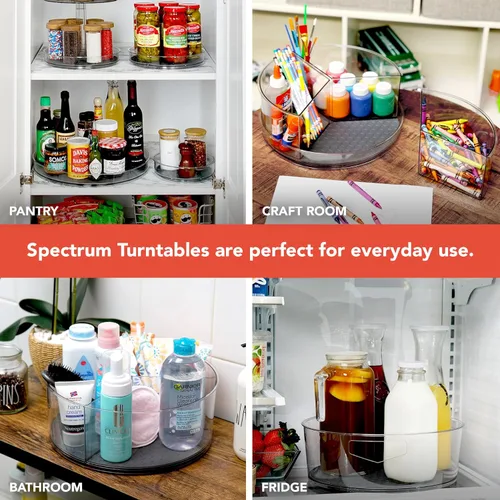 Vista 4 de Spectrum Organizador mediano Lazy Susan de 9.5 pulgadas para gabinete, refrigerador, mesa de despensa, almacenamiento de cocina, estante