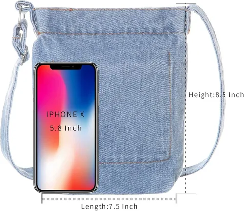 Vista 4 de AOCINA Bolso pequeño de mezclilla azul para mujer bolso cruzado para mujer bolso pequeño para adolescentes