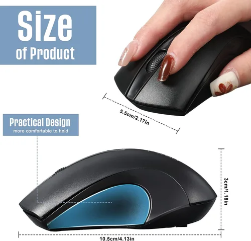 Vista 4 de Handepo Paquete de 12 mouse inalámbrico a granel, mouse inalámbrico de computadora de 1600 DPI con 3 botones, mouse inalámbrico para laptop
