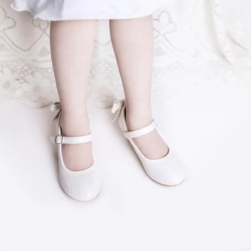Vista 6 de Zapatos de vestir para niñas, zapatos de princesa de tacón bajo, zapatos planos Mary Jane para fiestas de bodas y niños pequeños