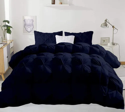 Vista 9 de Juego de edredón plisado para todas las estaciones, 21.16 oz/m², 3 piezas (edredón + 2 fundas de almohada), relleno de edredón de algodón egipcio