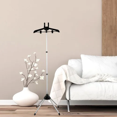 Vista 7 de Soporte de vapor de hierro, aleación de aluminio ajustable, soporte de vapor de ropa de mano para planchar en casa (negro)