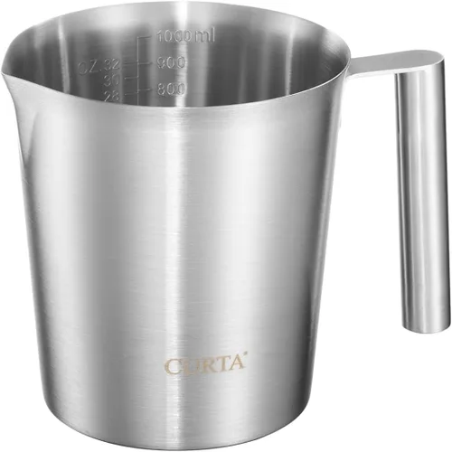Vista 10 de CURTA Taza medidora de acero inoxidable 18/8 con mango y labio de vertido, 16 oz (2 tazas, 16.9 fl oz)