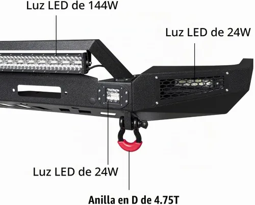 Vista 3 de Parachoques delantero con textura negra compatible con Ford Ranger 1993-1997 (no es compatible con modelos XLT)