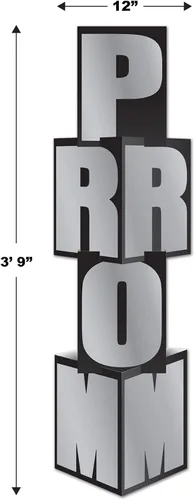 Vista 2 de Beistle Columna de graduación, 12" x 3' 9", negro/plateado
