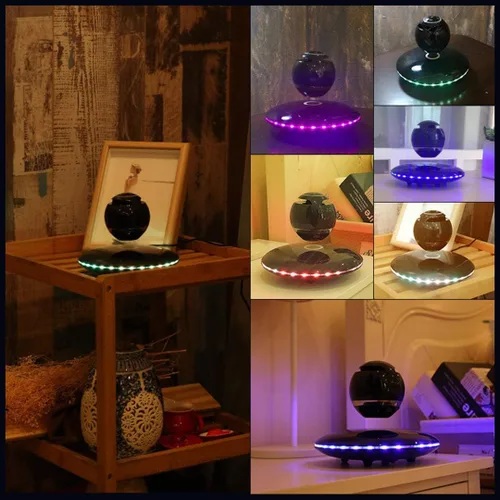 Vista 6 de Infinity Orb - Altavoz magnético con levitación Bluetooth 4.0 LED y flash flotante inalámbrico con micrófono y botones táctiles (negro)