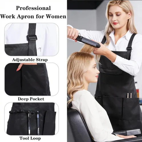 Vista 5 de Nanxson Delantal ajustable para mujer, delantal de trabajo profesional con bolsillos para herramientas CF3010