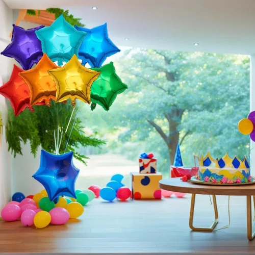 Vista 3 de Globos de papel de aluminio de estrella de 18 pulgadas, 21 globos para decoración de fiestas