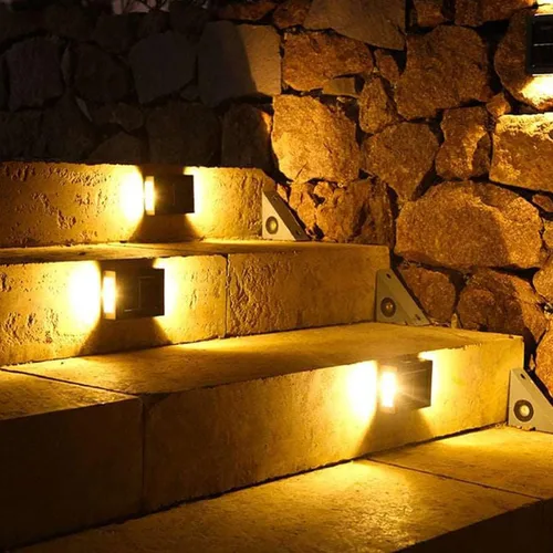 Vista 8 de MSUIINT Luces solares para valla, 4 lámparas de pared y cubierta al aire libre, 4 luces LED arriba-abajo, impermeables para casa, cubierta, escalón