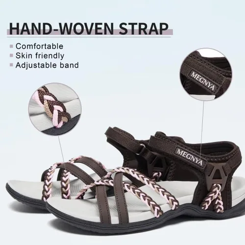 Vista 3 de MEGNYA Hiking Sandals for Women, Comfortable Walking Sandals Hook Loop Strap, Sports Lightweight Slides