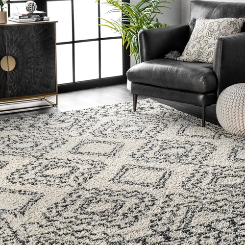 Vista 8 de nuLOOM Lacey - Alfombra decorativa geométrica marroquí, 2 x 3, color blanco roto