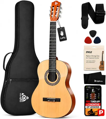 Vista 16 de Pyle Kit de guitarra acústica para principiantes, instrumento de madera de tamaño junior 3/4 con kit completo de accesorios, púas, correa