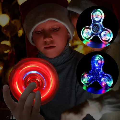Vista 6 de SCIONE Paquete de 5 juguetes giratorios con luz LED, juguetes sensoriales que brillan en la oscuridad para niños, juguetes antiestrés para aliviar